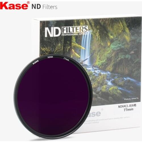 Kase 40.5/43/49/52/55/58/67/72/77/82mm Slim Muti-Coated ND Filter ND1.8 ND64 Neutral Density Lens Filter Optical Glass 6 Stops