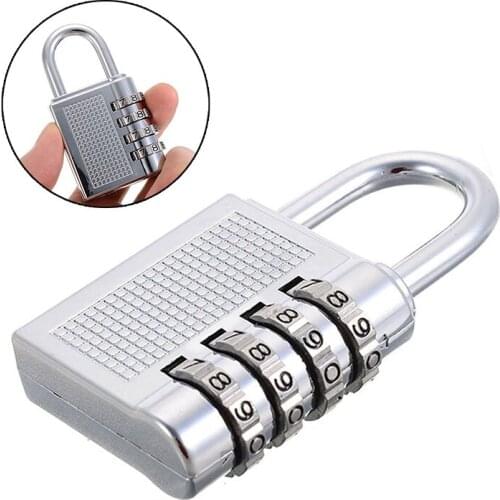 Mini 4-Digit Password Lock Silver Combination Suitcase Luggage Padlock Security Travel Bag Door Code Padlock