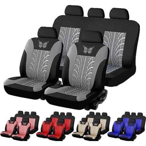 Car Seat Covers Set Universal Fit Most Cars with Butterfly pattern Tire Track Detail Styling Protector covers for the car