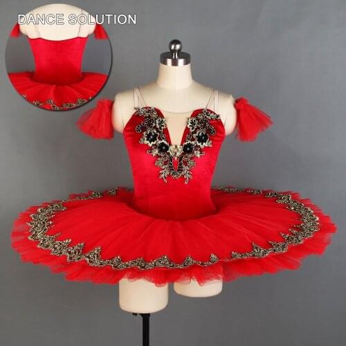 Red Pre-professional Ballet Tutu Velvet Camisole Pancake Tutus Adult & Child Stage Performance Costumes Dancer Solo Dress BLL119
