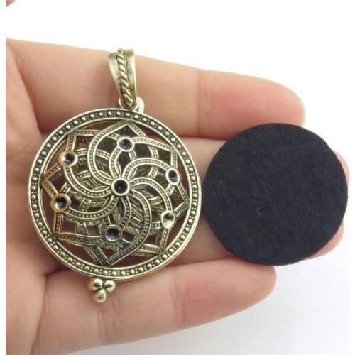 GLOWCAT B1X308 1pcs Bronze Jewelry Flower Round Pendant Essential Oils Perfume Diffuser Locket Pendant