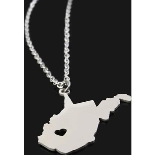 West Virginia Map Pendant Necklaces stainless steel for Women Girls Maps of the West Virginia Jewelry Gift