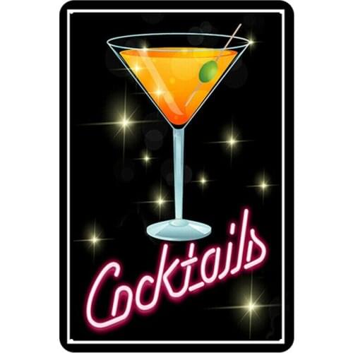 Metal Tin Sign Cocktail Wall Art Sign Decoration Antique Plaque Poster Living Room Bar Pub Home Classic Retro 20x30cm