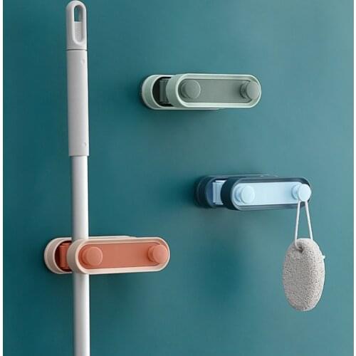 Wall Hanging Mop Hook Coat Rack Powerful Sticky No punching Storage Broom Stick Holder For Household Bathroom