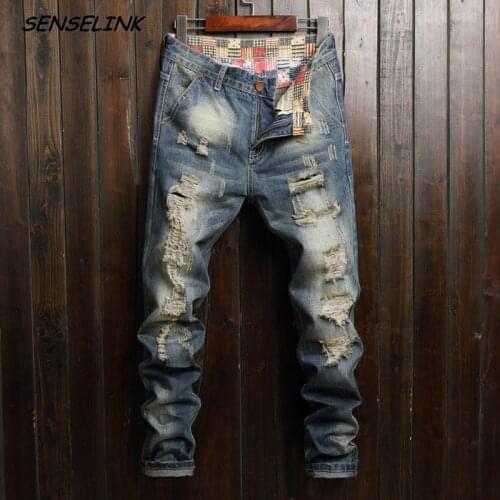 Men Broken Hole Embroidered Pencil Jeans 2021 New Jogging Casual Classic Streetwear Jeans High Quality Denim Trousers Jeans Men