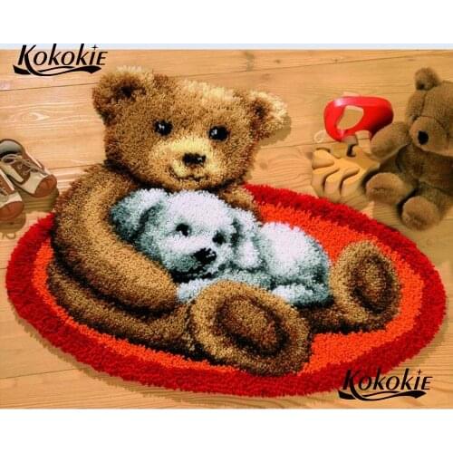 Bear latch hook kits rug tapestry kits cartoon printed canvas accessories crochet tapis needle for carpet Foamiran for crafts