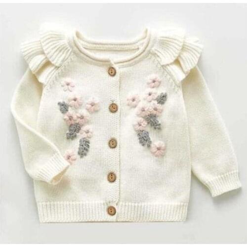 2021 Autumn Baby Sweater Coat Girls Cardigan Girls Winter Sweaters Baby Sweater Fashion Petals collar Knitted Cardigan Jacket