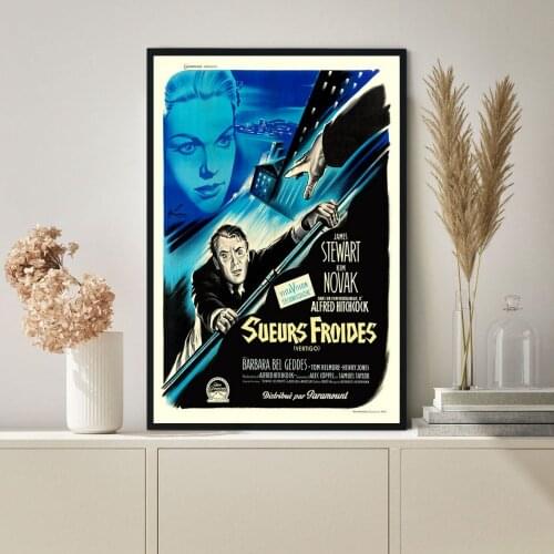 Vertigo - Hitchcock French Version 50s Movie Poster Canvas Art Print Wall Painting Home Decoration (No Frame)