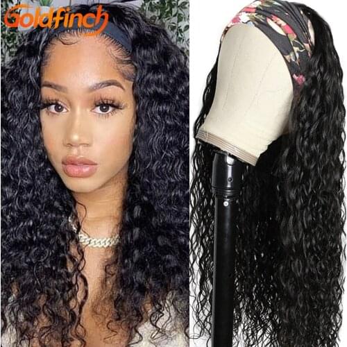 Headbands Water Wave Human Hair Wigs Raw Indian Headbands Wigs For Women Long Hair 100% Human Hair Scarf Wig Machine Made Wig