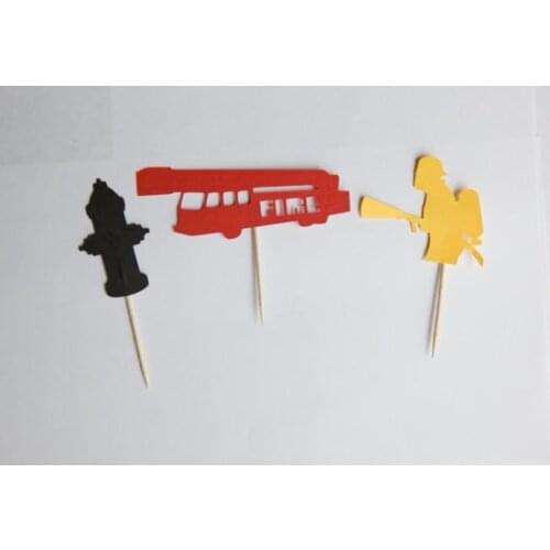 Firefighter Silhouette Cupcake Toppers Party Picks baby shower wedding birthday toothpicks free shipping