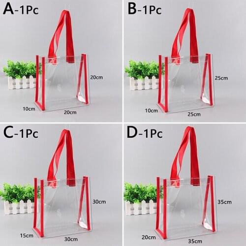 Clear PVC Tote Bag Transparent Waterproof Handbag Travel Beach Bag Reusable Shopping Bag Jelly Shoulder Bag