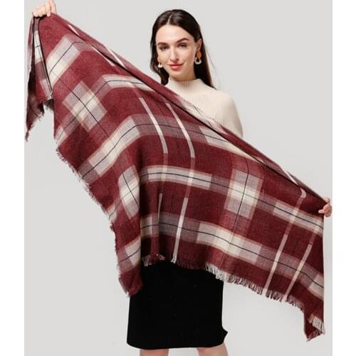 Luxury Brand Winter Scarf Women Fashion Plaid Cashmere Scarves Triangolo Shawls and Wraps Ladies Neck Warm Scarfs Soft Pashmina