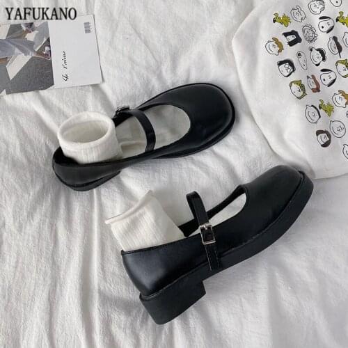 Round Toe Mary Jane Single Shoes 2020 New Student Retro Wild Casual Shoe British College Style Small Leather Shoe Bright Leather