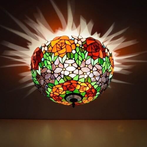 40cm European-Style Vintage Black Rose Colored Glass Restaurant Bedroom Corridor Corridor Bathroom Glass Ceiling Lamp