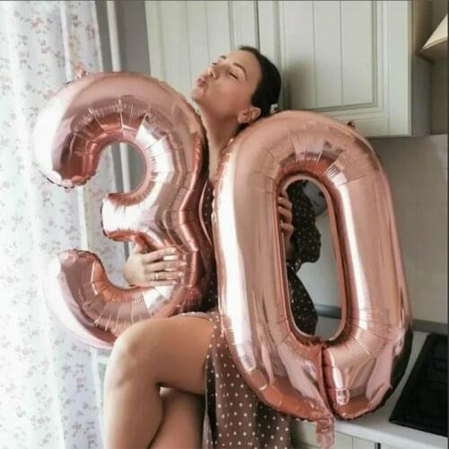 2pcs 32/40inch Number Balloon 16 18 25 30th Birthday Decorations Digital Foil Balloon Anniversary Boy Girl Birthday Party Suppli