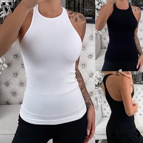 Womail Ribbed Tank Top Women White 2020 Summer Casual Fitness Short Vest Solid Color Off Shoulder Sexy Crop Top Women Sleeveless