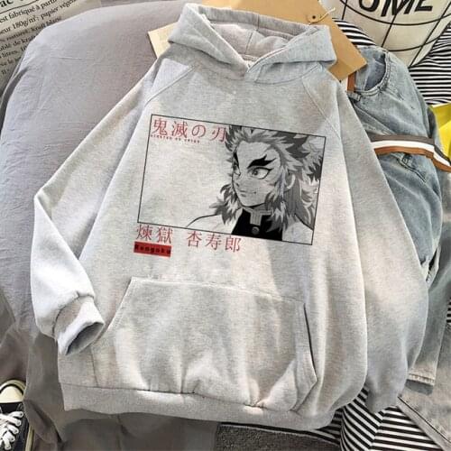 Demon Slayer Hoodies Y2k Winter Harajuku Fashion Sweatshirt Women Anime Kawaii Long Sleeve Tops Rengoku Kyoujurou Hoody