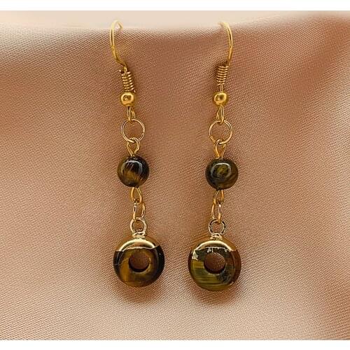 Womens Earrings Korean Drop Earrings for Women Sun Moon Tiger Eye Pendants Gold Earring Set 2021 Trend Earrings Female Jewelry