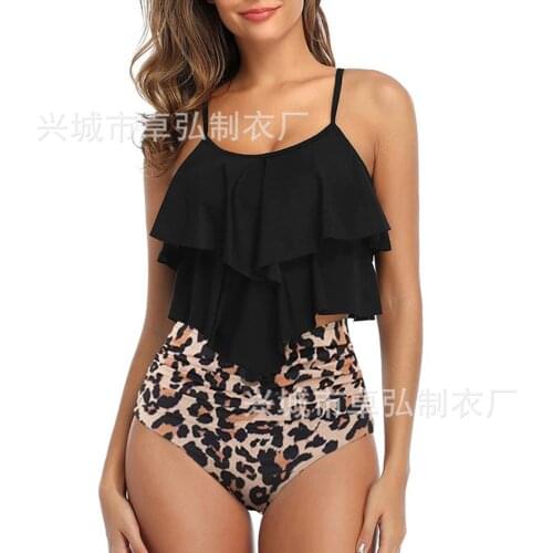 Womens swimsuit 2021 frilly slits cover the midsection with a high-waisted bikini