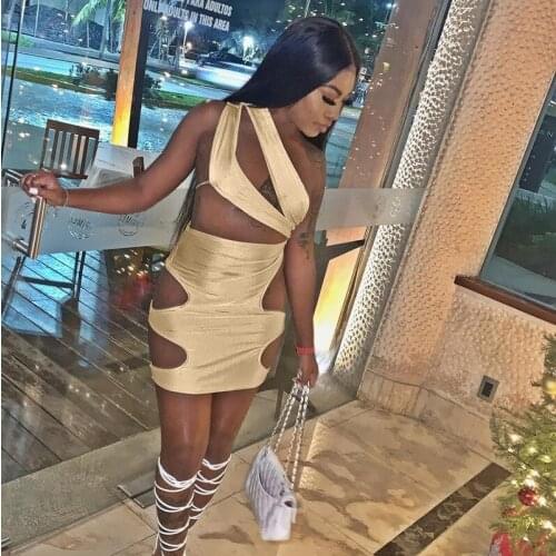 Hollow Out Patchwork Women Single Shoulder Mini Dress Bodycon Sexy Streetwear Party Club 2021 Summer Clothes Festival Dress