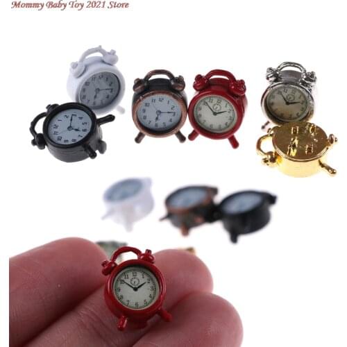 1PC 6 Colors 1:12 Scale Alarm Clock Doll Kitchen Living Room Miniature Dollhouse Mini Home Decoration Toy