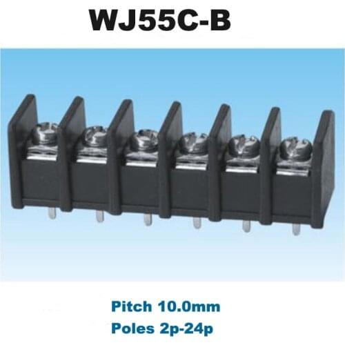 10/50pcs Pitch 10.0mm Center Straight Pin 2P 3P 4P 5P 6P 8P Barrier Screw PCB Terminal Block Wire Morsettiera Connectors 55C-B