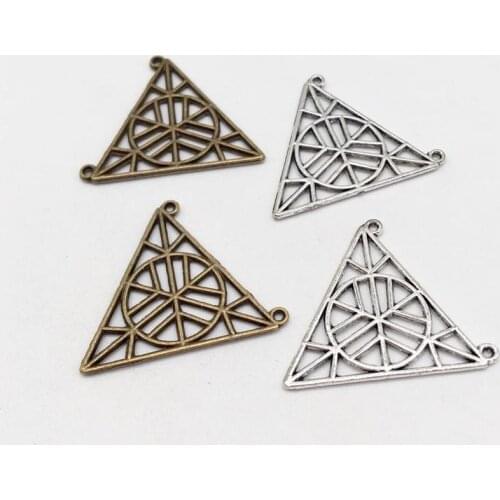 13 pcs triangle Double hanging hole hollow charms fit DIY Handmade Jewelry Making Earrings necklace bracelet Crafts Souvenir