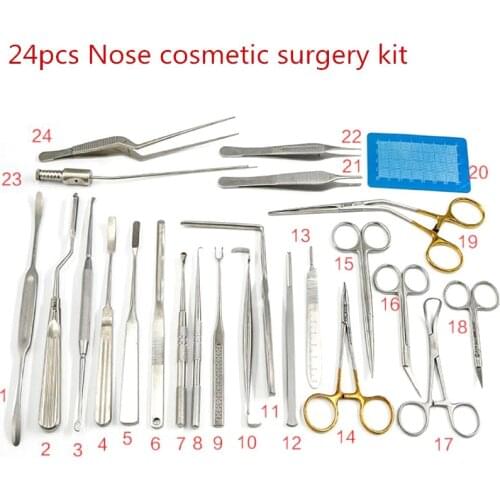 24pcs Nose cosmetic surgery kit rib cage/Cartilage Stripping kit nose surgery tool nasal kit combination instrument high quality