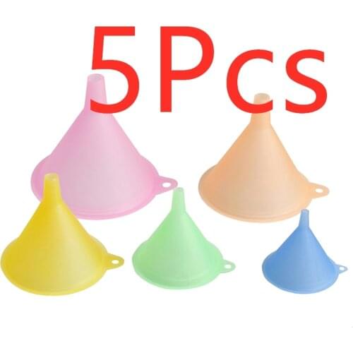 5 Pcs/Set 5 Size Candy Color Liquid Oil Funnel Liquid Transfer Funnel Kitchen Lab Funnel Supplies Anti-fouling Durable Funnel