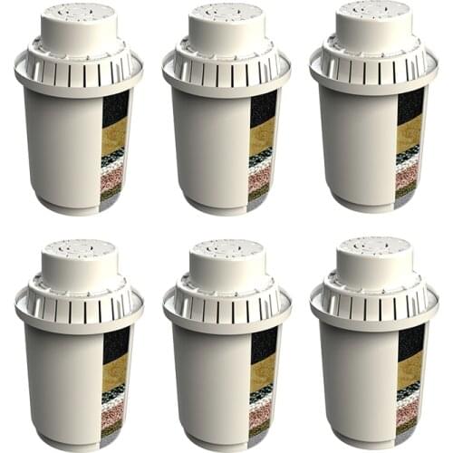 6-Pack Replacement Water Filter Cartridges for 3.5L Alkaline Mineral Water Ionizing Filter Pitcher Pure Alka System Jug Filter