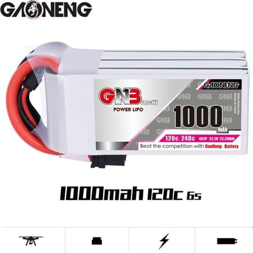 NEW Gaoneng GNB 1000mAh 6S 22.2V 120C/240C Lipo Battery XT60 Plug for Full Speed Tiny Leader RC FPV Racing Drone