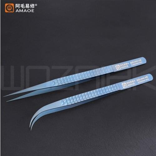Amaoe Titanium Tweezers Alloy Steel Precision Antimagnetic Non-slip Tweezers For Mobile Phone Motherboard CPU Chip Repair Tools