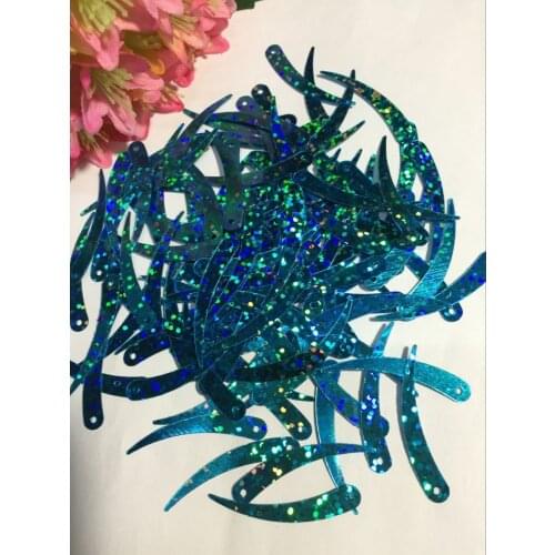 1000pcs Chilli Ivory Shape Sequins 5*32 mm PVC Flat For Crafts Garment Decoration Paillette 1 Hole Laser Light Blue