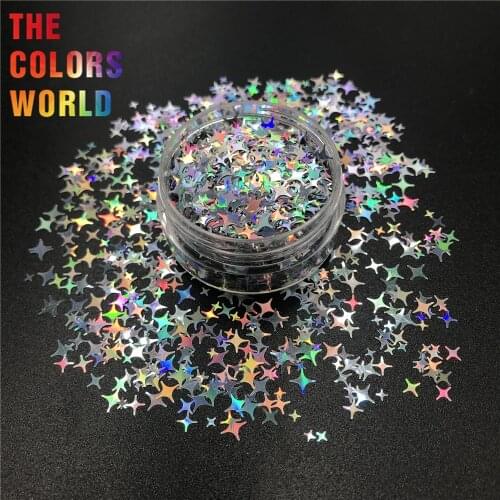TCT-132 12 Kinds Colors Four Angle Stars Shape Nail Glitter Sequins For Nail Art Decoration Makeup Body Art DIY Decoration