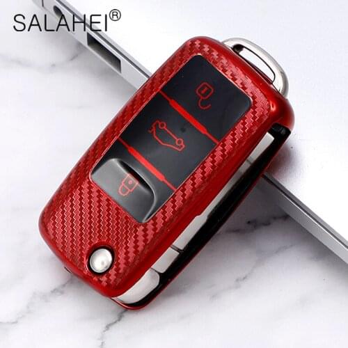 TPU Carbon Fiber Car Key Case For VW POLO Tiguan Passat B5 B6 B7 Golf EOS Scirocco Jetta MK6 Octavia Full Cover Accessories