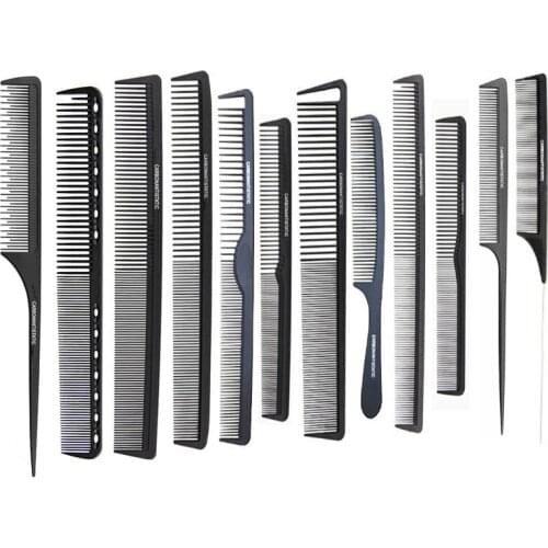 12 Style Black Hairdressing Comb Anti-static Hair Cutting Combs Detangle Straight Hair Pro Salon Barber Styling Tool