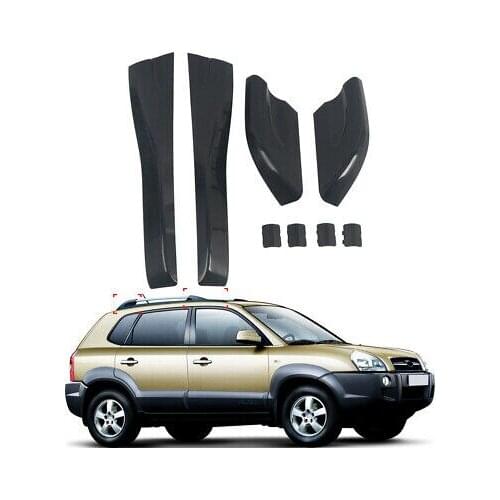 Black Roof Rack Bar End Cover Shell Replace 4pcs For Hyundai Tucson 2004 - 2008