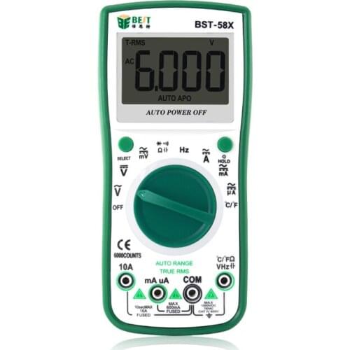 BST-58X Auto Range Multimeter Digital 6000 Counts AC DC NCV Frequency Ammeter for Phone Repair Tester Tool