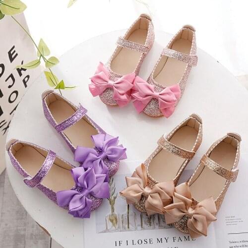 Children Toddler Baby Little Girls Princess shoes Kids Sequins bow-knot Dress Shoes For Girls School Party And Wedding Shoes New