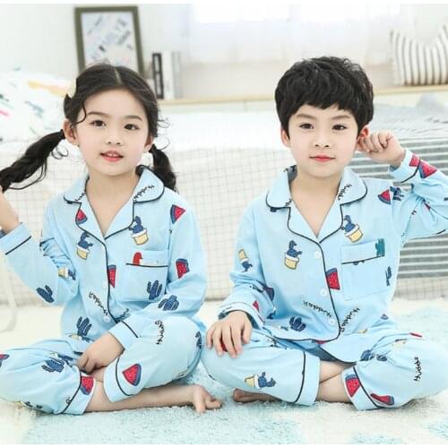 Children Clothing Kids cardigan Pajamas Sets Cotton Boys Sleepwear Suit Autumn Girls Pajamas Long Sleeve Pijamas Tops+Pants 2pcs