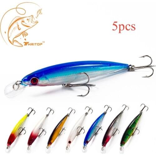 Thritop 5pcs New Fishing Lure 11cm 13g,Hot Item TP019 Different Colors for Option Fishing Bait Sharp Hook Luminous Minnow