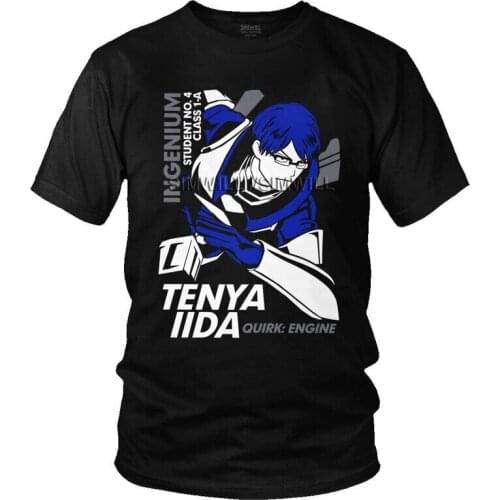 My Hero Academia Iida Tenya T-shirt Men Graphic T Shirt Short Sleeve Cotton BNHA Anime Manga Lover Tshirt Urban Tee Tops Gift