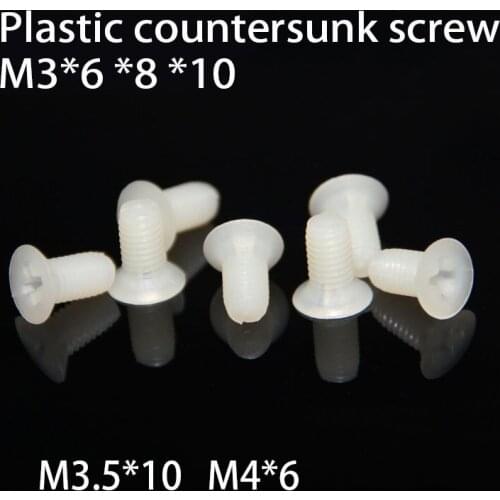 M3*6 nylon screw Plastic countersunk screw white LED Light TOY DIY insulation anti corrosion DIN ISO 68 socket head cap screw
