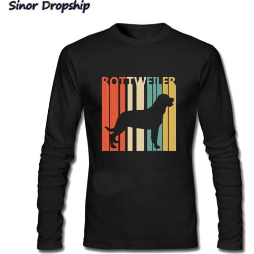 Mens Crewneck Long Sleeve 100% Cotton T Shirts Vintage 1970s Rottweiler Dog Owner Gift T-Shirt Men Tops Tees Oversize T Shirt