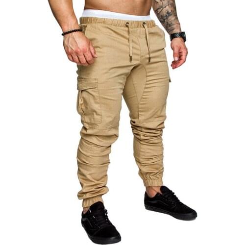 Mens Casual Work Clothes Multi Pocket Solid Color Trousers Mens Woven Fabric Elastic Pants Corset Pants Six Colors