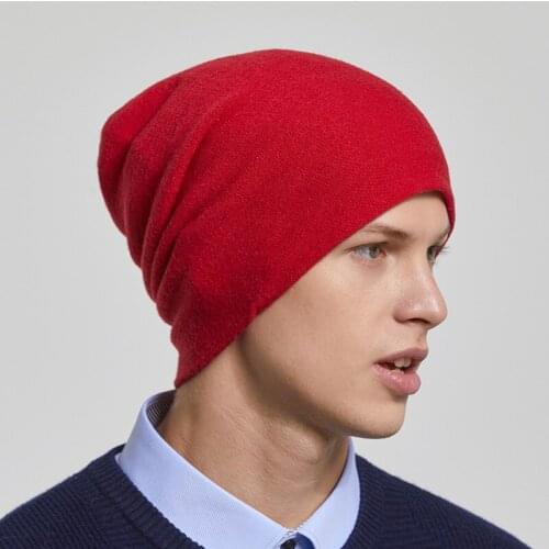 Beanie Men Winter Hat Wool Knit Autumn Warm Slouchy Skiing Accessory For Teenagers