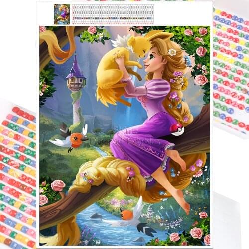 5D DIY Diamond Painting Disney Rapunzel Lepez Cartoon Full Square/Round Embroidery Mosaic Kit Handmade Art Gift Home Decoration