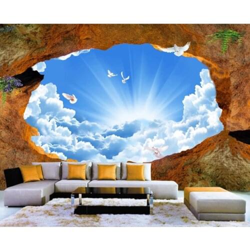 Wall sky white cloud wallpapers 3d three dimensional large scale background wall beautiful scenery wallpapers