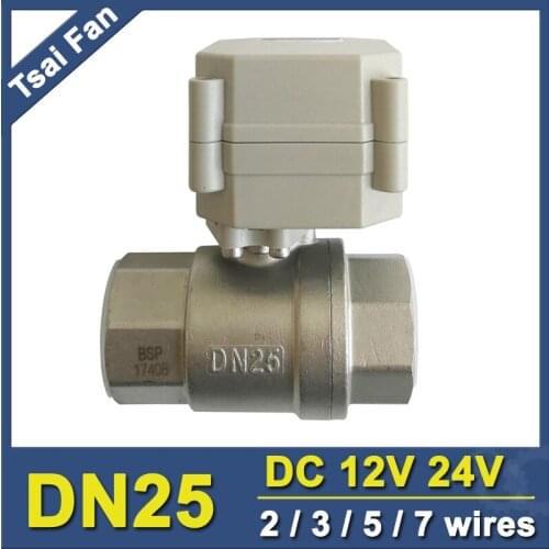 NPT/BSP 1" SS304 Motorized Valve DC12V / DC24V 2/3/5/7 Wires DN25 Electric Ball Valve For Water Automatic Control CE/IP67