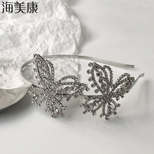 Haimeikang Vintage Crystal Bride Tiara Headband Handmade Rhinestone Metal Hairband For Women Girls Wedding Hair Jewelry